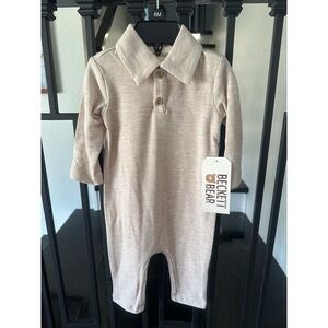 Toddler Polo One-Piece Bodysuit in Beige